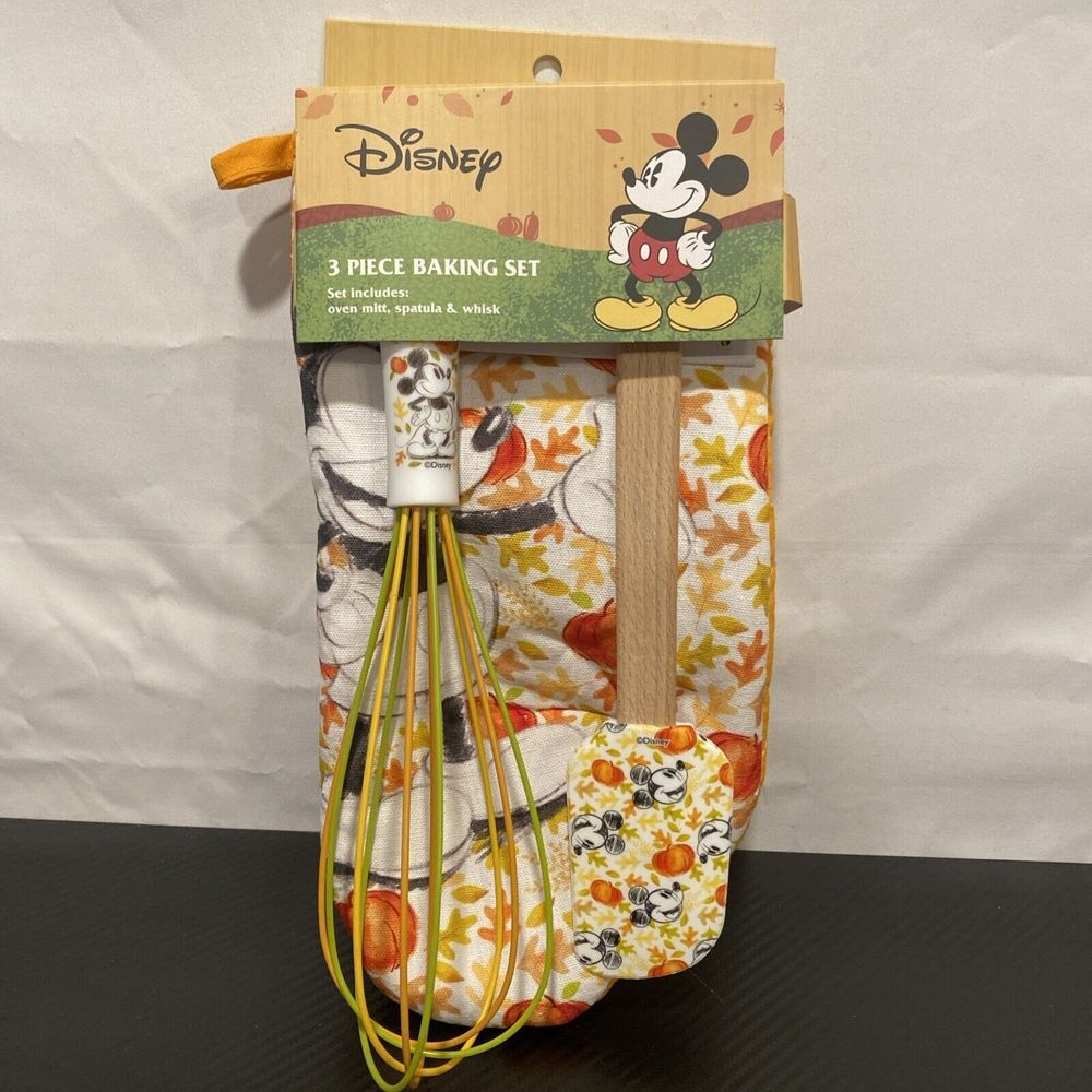 Disney Mickey Mouse FALL Kitchen‎ Set Oven Mitt, Spatula & Whisk 3 Piece Set